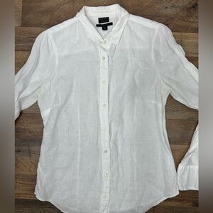 J. Crew x Baird McNutt Crisp White Irish Linen Slim Shirt size 6